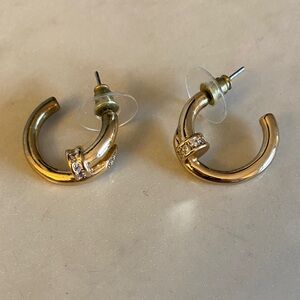 Park Lane Gold Hoop Earrings with Crystal Accents